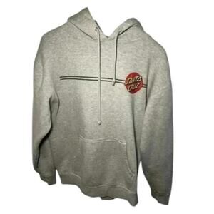 Santa Cruz Dot Logo Hoodie – Gray Pullover Sweatshirt – Size Large Skate